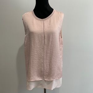 Vince Blush light Pink Silk Sleeveless Blouse Top Large L